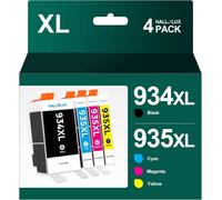 934XL Compatible Cartouches d'encre pour 934 XL 935XL pour OfficeJet Pro 6230 6830 6835 Officejet 6820 Imprimante (1 Noir,1 Cyan,1 Magenta,1 Jaune 4-Pack)