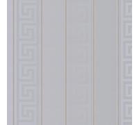 935245 - Papier Peint Versace À Rayures Grecques Grises Et Dorées AS Creation