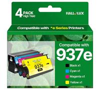 937e 937XL Lot de 4 cartouches d'encre avec puce compatibles avec HP 937e 937 pour imprimantes HP OfficeJet Pro 9120 9122 9123 9132 9133 9120b 9130b 9120e 9122e (noir, cyan, magenta, jaune)