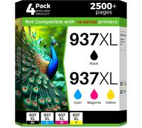 937Xl Cartouches D'Encre Avec Puce Compatibles Avec Hp 937 Evomore 937E 937Xl Pour Hp Officejet 9110B 9130B 9120B 9117B 9720 9730 Noir Et Couleurs