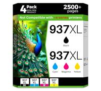 937XL Cartouches d'encre avec puce compatibles avec HP 937 EvoMore 937E 937XL pour HP OfficeJet 9110b 9130b 9120b 9117b 9720 9730 Noir et couleurs