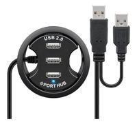 [93893] Goobay Hub USB 2.0 Hi Speed 3 Ports Encastrable Diam 60 mm Noir