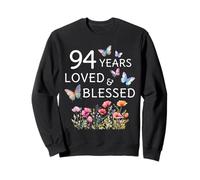 94 Ans d'amour : Une Femme, Une Fleur bénie et Un Papillon, 94e Anniversaire Sweatshirt