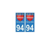 94 Ivry-sur-Seine blason autocollant sticker plaque immatriculation ville - Angles : arrondis