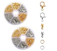 940 pièces Fermoir Collier Set, Attache Bracelet, fermoir bracelet,fermoir collier,Bijoux Creation,Fabrication Bijoux,Fermoirs Mousquetons,Anneaux de Saut Ouverts,pour Pendentifs Bricolage(Argent,Or)