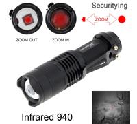940nm Lampe de poche LED étanche à mise au point réglable, torche à eau infrarouge, vision nocturne, lumière IR pour la chasse, sécurité IR, 850nm, 940nm ""Nipseyteko