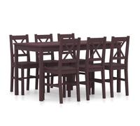 (94148) Ensemble de salle à manger 7 pcs - Table + 6 chaises de cuisine Design contemporain - Pinède Marron foncé POIDS 40.45