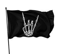 945 Drapeau Militaire Heavy Metal Skull Rock Main Extérieur Drapeaux Résistants Pelouse Drapeaux Décoration Drapeaux De Pirate pour Intérieure Porche Jardin 90X150Cm