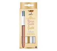 [946718] BIC Coffret de 3 Stylos Bille 4 Couleurs SHINE Rose Gold, Gold, Silver