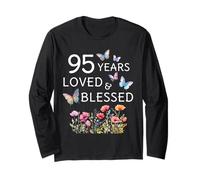 95 Ans d'amour, Une Fleur bénie, Papillon, Femme, 95e Anniversaire Manche Longue