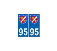 95 Val d'Oise autocollant plaque blason armoiries stickers département - Angles : droits