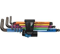 Wera - Jeu de 9 clés en L Hex-Plus, longues métriques 1,5-10 mm, multicolores, fonction de retenue