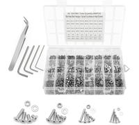 950 Pcs Countersunk Head Screws Kit with Hex Socket-Assorted Stainless Steel Flat Head Screws M2,M3,M4 and M5 Storage Box-Bolts,Nuts and Washers