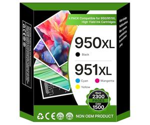 950XL 951XL Lot de Cartouches d'encre compatibles avec HP 950 951 pour HP Officejet Pro 8620 8600 8610 8615 8100 8616 276dw 8625 8630 8640 8660 251dw (Noir Cyan Magenta Jaune, Lot de 4)