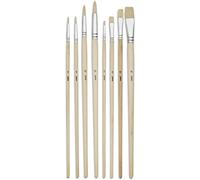 [952403] Pébéo POCHETTE 8 PINCEAUX MANCHE LONG PLAT + ROND - SBB - 100% wood