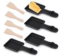 95Street Mini Poêles à Raclette,4 Pièces Coupelle Raclette Poêlon Revêtement Antiadhésif Mini Raclette Set pour Fromage Fondu Oeuf Frit,avec 4 Pelle en Bois