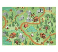95x200 Cm Tapis Rebel Roads Wild Life 90 Forêt, Animaux Antidérapant Pour Enfants - Vert