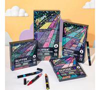 96/72/48/24 couleurs Stylos à paillettes pour cahier, pinceaux de peinture acrylique, stylos multicolores convenant pour le bullet journaling, surligneurs, avec différents styles et paillettes nacrées