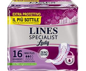 96 absorbants Lines Specialist Mini Plus Femme pour pertes d'urine