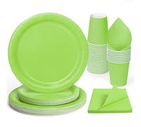 96 Assiettes En Papier Jetables Vertes 7 Pouces 9 Pouces Gobelets En Papier Serviettes Bbq Party Picnic 24 Portions