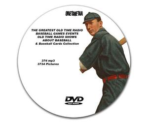 96 GREATEST BASEBALL GAMES EVER PLAYED ON OLD TIME RADIO AND VARIOUS EVENTS DVD-ROM mp3 - Includes 3622 Vintage Baseball Card Pictures