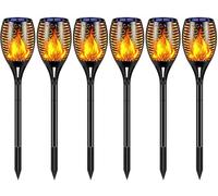 96 LEDs lampes solaires de jardin extérieur, 6 pièces de lumière de flamme solaire avec étanche IP65, marche/arrêt automatique pour le jardin, la cour, le balcon, l'allée, le chemin