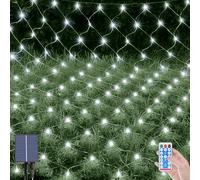 96 LEDs Solaire Filet Lumineux Extérieur, 1.5 x 1.5 M Etanche Guirlande Lumineuse de Filet avec 8 Modes, Télécommande, Maille Lumineuse pour Noël Buissons Clôture Jardins Patio