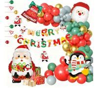 96 Pcs Guirlande de Ballons de Noël avec Bannière Merry Christmas Ballons en Aluminium en Forme de Père Noël Pingouin Cloche Décorations de Guirlandes pour la Fête du Nouvel An