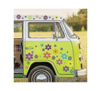 96 Pieces Car Flowers Stickers 60's Hippie Theme Party Stickers Multicolored Daisy Stickers Vinyl Retro Flowers Decals Colorful Hippie Decals Flower
