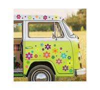 96 Pieces Car Flowers Stickers 60's Hippie Theme Party Stickers Multicolored Daisy Stickers Vinyl Retro Flowers Decals Colorful Hippie Decals Flower W