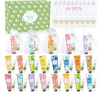 96 Pièces Crèmes pour les Mains pour Femme, 24Set de Coffret Cadeau de Noël | Lot de crème pour les mains avec mini crème pour les mains, masque capillaire à l'aloe vera, poches en filet
