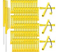 96 Pièces Tiges de Permanente de Cheveux, Tiges de Vague Froide Tiges de Permanente en Plastique Bigoudis Rouleaux sans Chaleur avec 2 Peigne de Queue de Rat en Acier (Jaune, 0,28 Pouce/ 0,7 cm)