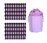 96 pinces à linge avec ressorts hélicoïdaux Softgrip violet anthracite et 1 sac à pinces à linge bellaCott en toile lilas gris