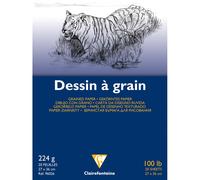 Clairefontaine Bloc encollé 96026C papier dessin grain marqué 20 feuilles 27x36 cm 224 g