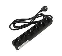 96049 Rallonge 3G1,5mm² 1,5m PVC noir Nombre de prises : 6 GOOBAY