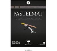 96050c Bloc Collé Pastelmat N°6-12 Feuilles Carte Spéciale Pour Pastels Secs-30x40 Cm 360g-Anthracite-Intercalaires En Papier Cristal