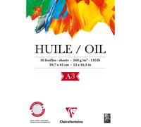 [96316C] Clairefontaine Bloc Huile 240g 10 feuilles encollé 1 côté A3
