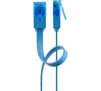 Goobay 96339 CAT 6 A UUTP Câble de Liaison Plat, Bleu, 5m Longueur