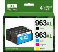 963XL Pack de 4 Cartouches d'encre Remplacement pour HP 963 XL pour HP OfficeJet Pro 9010 9012 9020 9014 9015 9016 9018 9019 9022 9025 Noir/Cyan/Magenta/Jaune