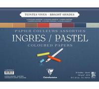 96588c Bloc Spiralé Ingres Pastel - 25 Feuilles Papier Ingres Vergé Teintes Vives Assorties - 30x40 Cm 130g - Idéal Pour Le Dessin Au Crayon, À La Sanguine Ou Au Fusain