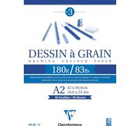 96620c Glued Grain Drawing Pad-30 Sheets Of Marked Grain Drawing Paper-A2 42 X 59.4 Cm 180 G-Ideal For Drawing And Sketching With Pencil,Felt And Charcoal