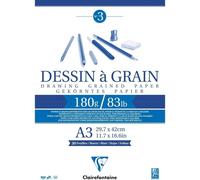 96622c Glued Grain Drawing Pad-30 Sheets Of Marked Grain Drawing Paper-A3 29.7 X 42 Cm 180 G-Ideal For Drawing And Sketching With Pencil,Felt And Charcoal