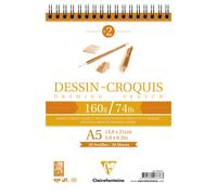 [96676C] Clairefontaine Bloc Dessin Croquis Spirale 160g A5 35 Feuilles Blanc