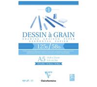 [96686C-2] Clairefontaine Lot de 2 Blocs Dessin à Grain 125g A5 40 feuilles