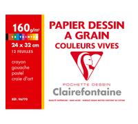[96770C-2] Clairefontaine Lot de 2 Pochettes 12 feuilles Dessin à grain 160g ...