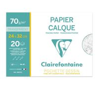 Clairefontaine Pochette papier calque 96872C – 20 feuilles 24x32 cm 70/75 g hautement transparent