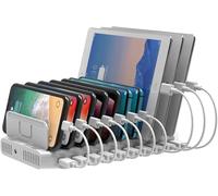 96w Station De Recharge 10 Ports, Station De Chargement Usb Multiple Et Séparateurs Réglables, Compatible Avec Téléphone, Tablette Et Autres Appareils[Cha8222804]