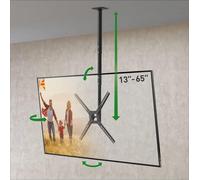 97 cm Long TV Ceiling Mount, 29 - 65 inch Tilting / Full Motion Flat & Curved TV Bracket, Holds up to 40 kg, Telescopic Height-Adjustable, for LED OLED LCD, Max. VESA 400 x 400