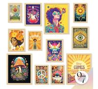 97 Decor Décoration de chambre hippie pour esthétique de chambre à coucher - Art mural hippie boho, décoration années 70 pour la maison, impressions d'art mural rétro, images groovy collage hippie