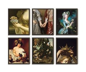 97 Decor Décoration française - Impressions d'art mural antique, peintures rococo vintage, images victoriennes, décoration d'intérieur, décoration maximaliste pour chambre à coucher (20,3 x 25,4 cm